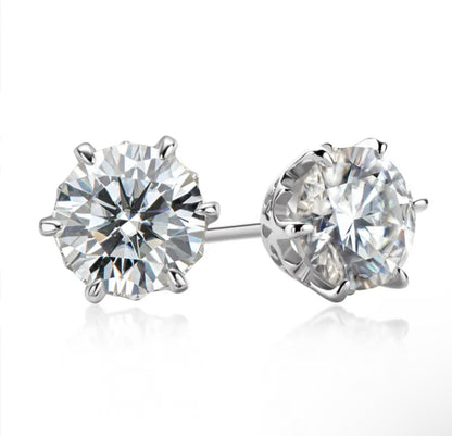 Artisan Moissanite Solitaire Earring (6.5mm, 925, 1 Carat, 2TCW)