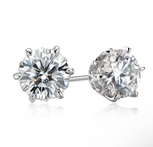 Artisan Moissanite Solitaire Earring (6.5mm, 925, 1 Carat, 2TCW)