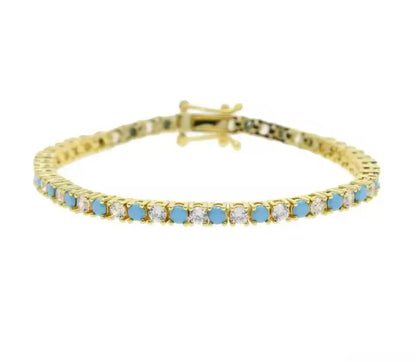 Gold & Turquoise Sparkle Tennis Bracelet