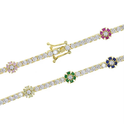 Alexis Floral Gold Tennis Bracelet (16cm,18cm)