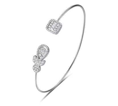 Silver Glamour Overlap Bangle ( Mix Metal)