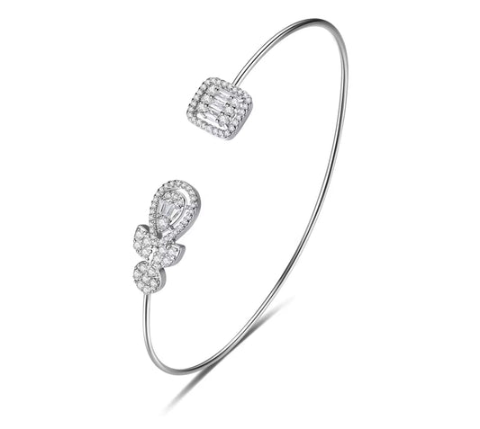 Silver Glamour Overlap Bangle ( Mix Metal)
