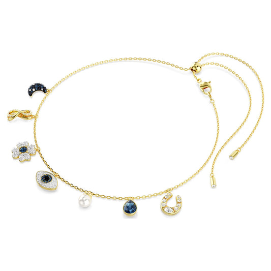 Gold Moonkissed Evil Eye Charm Dangle Necklace