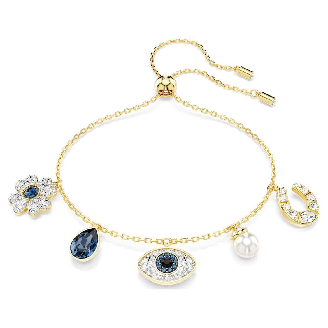 Gold Moonkissed Evil Eye Charm Dangle Bracelet