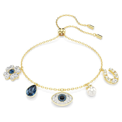 Gold Moonkissed Evil Eye Charm Dangle Bracelet
