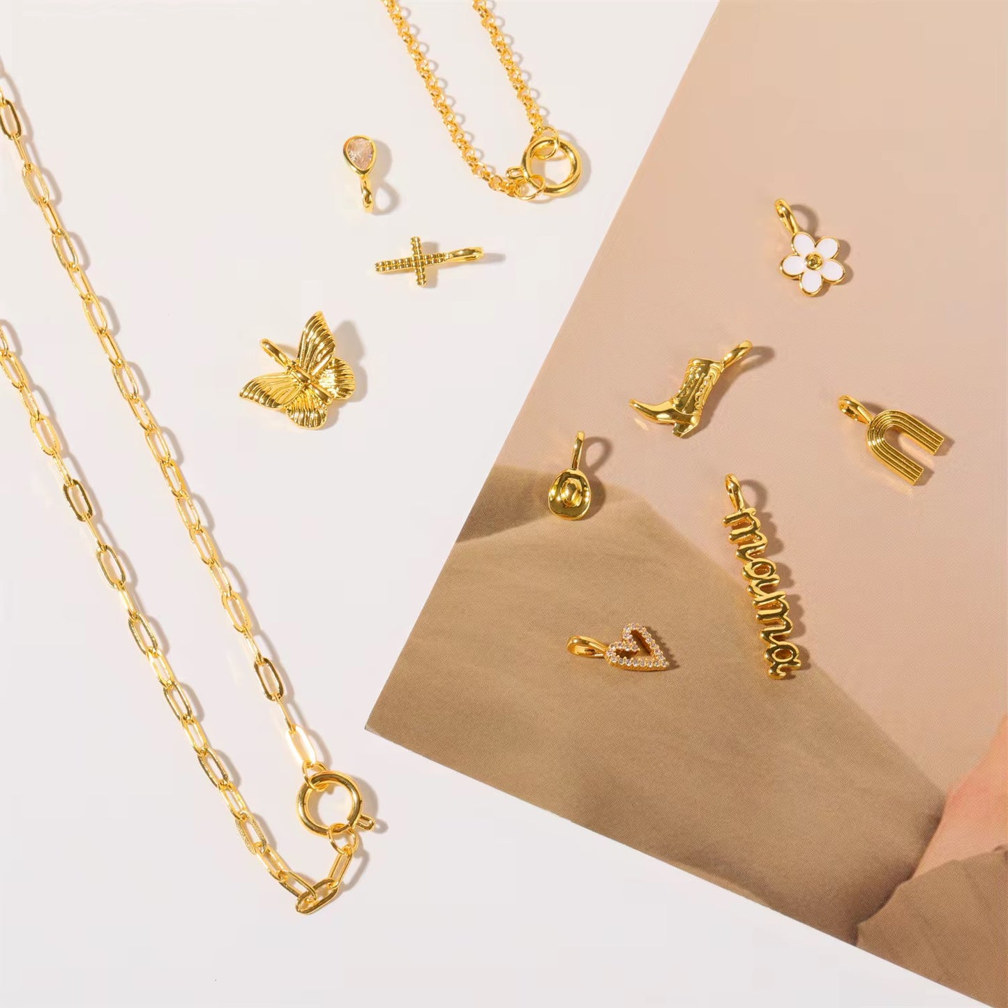 Chic Series Charmed (Stainless Steel, Paperclip & Rollolink Necklace & Bracelet)