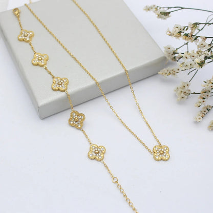 Double Sided Bling Queen Clover 3 Piece Set (Stainless Steel)