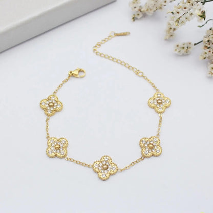 Double Sided Bling Queen Clover 3 Piece Set (Stainless Steel)