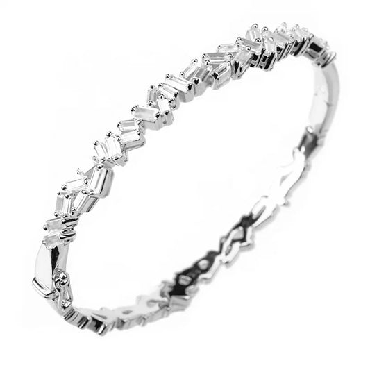 Silver Luxe Baguette Closed Bangle (925)
