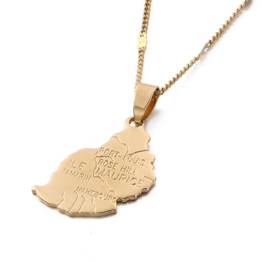 Gold Mauritius Map Necklace