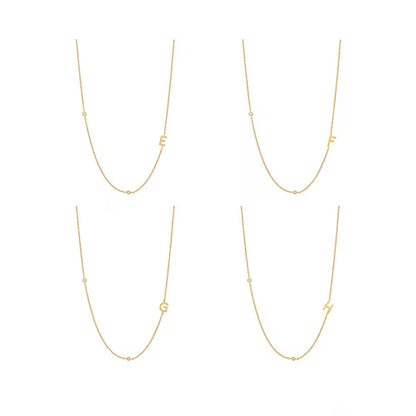 Gold 3 Stone Sideswept Initial Necklace