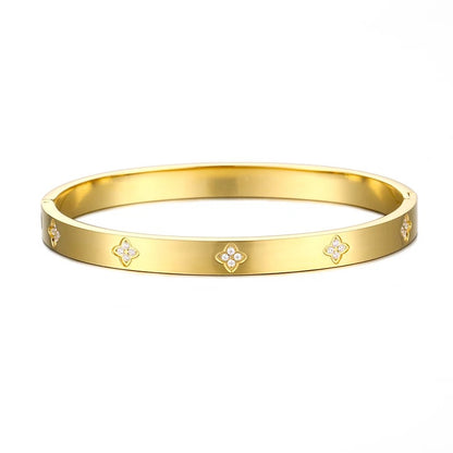 Gold Clover Sparkle Waterproof Bangle