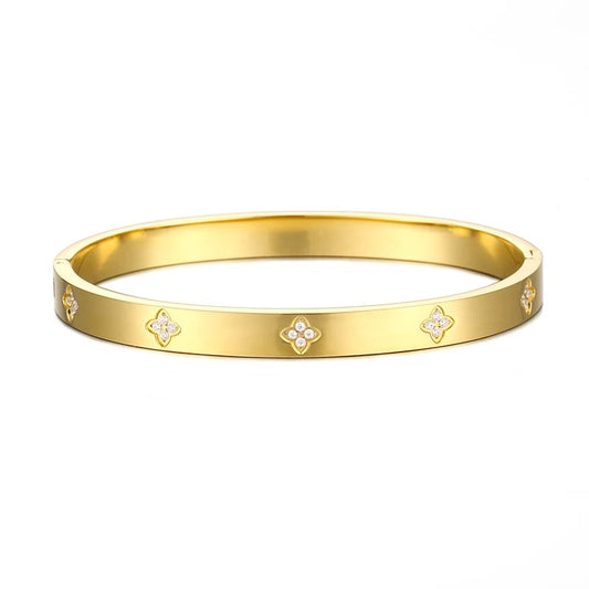 Gold Clover Sparkle Waterproof Bangle