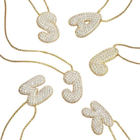 Gold Hailey Pave Initial Necklace