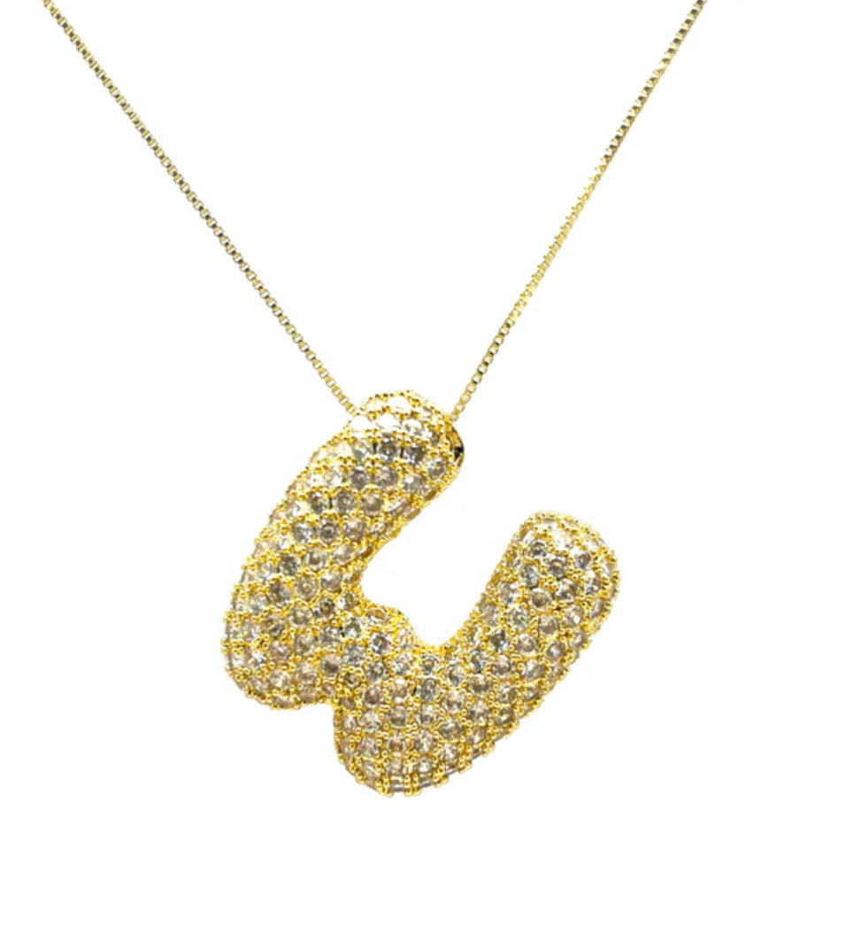 Gold Hailey Pave Initial Necklace