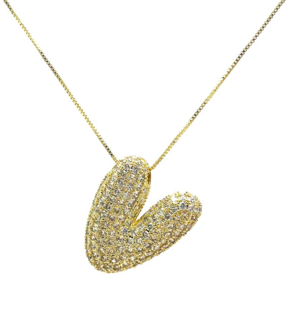 Gold Hailey Pave Initial Necklace