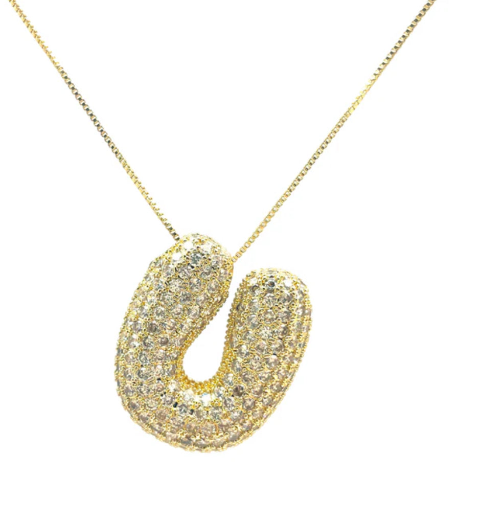 Gold Hailey Pave Initial Necklace