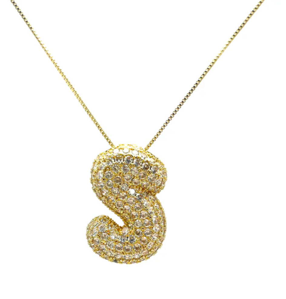 Gold Hailey Pave Initial Necklace
