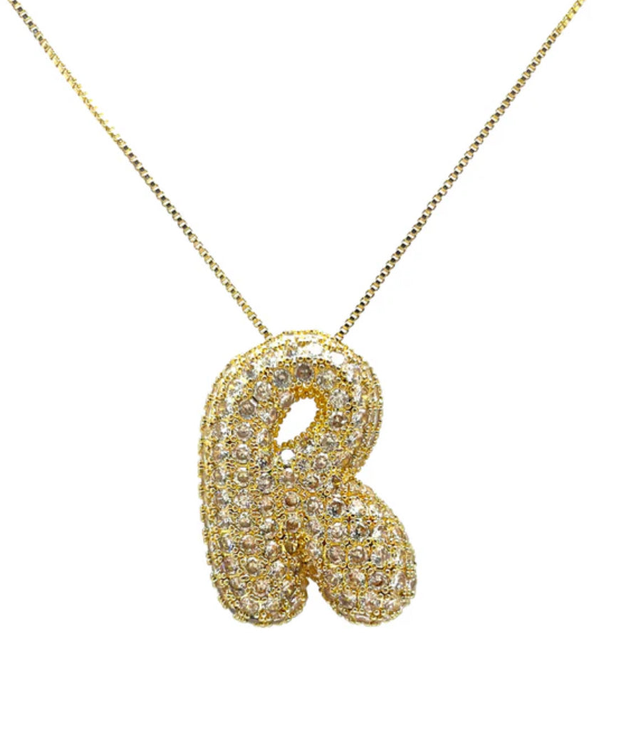 Gold Hailey Pave Initial Necklace