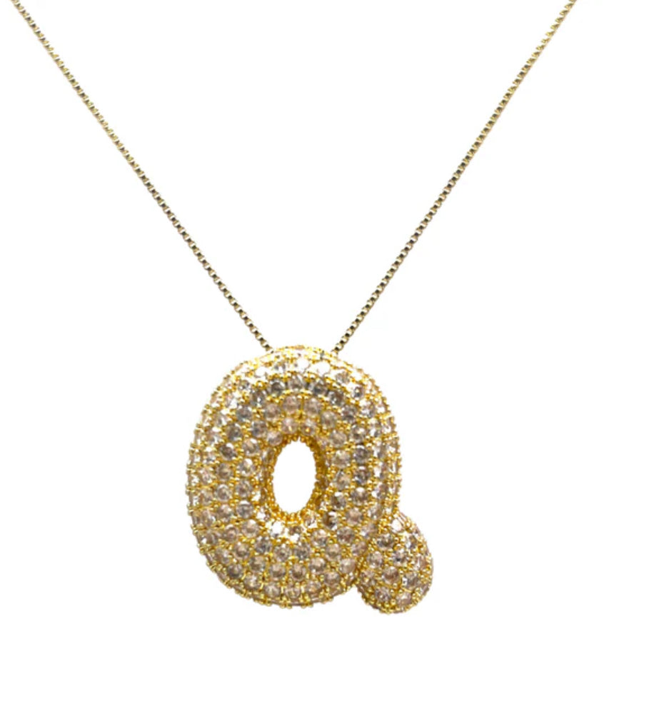 Gold Hailey Pave Initial Necklace