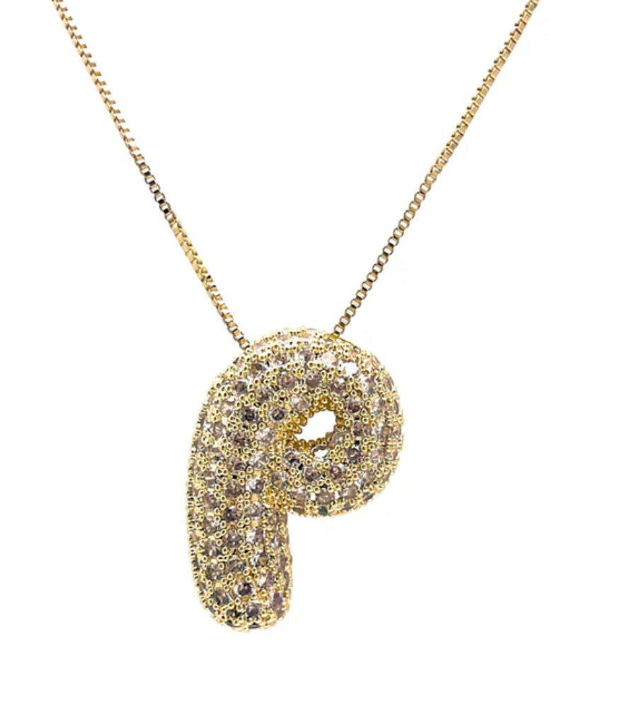 Gold Hailey Pave Initial Necklace
