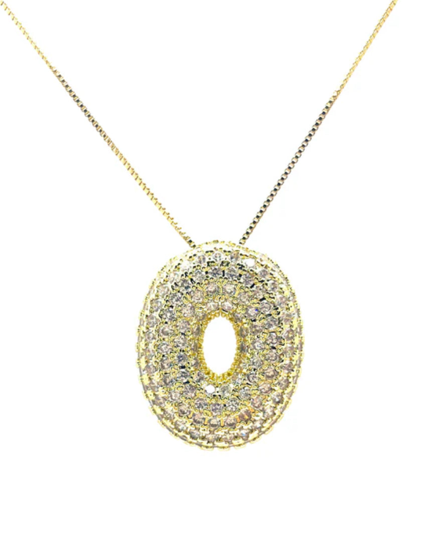 Gold Hailey Pave Initial Necklace