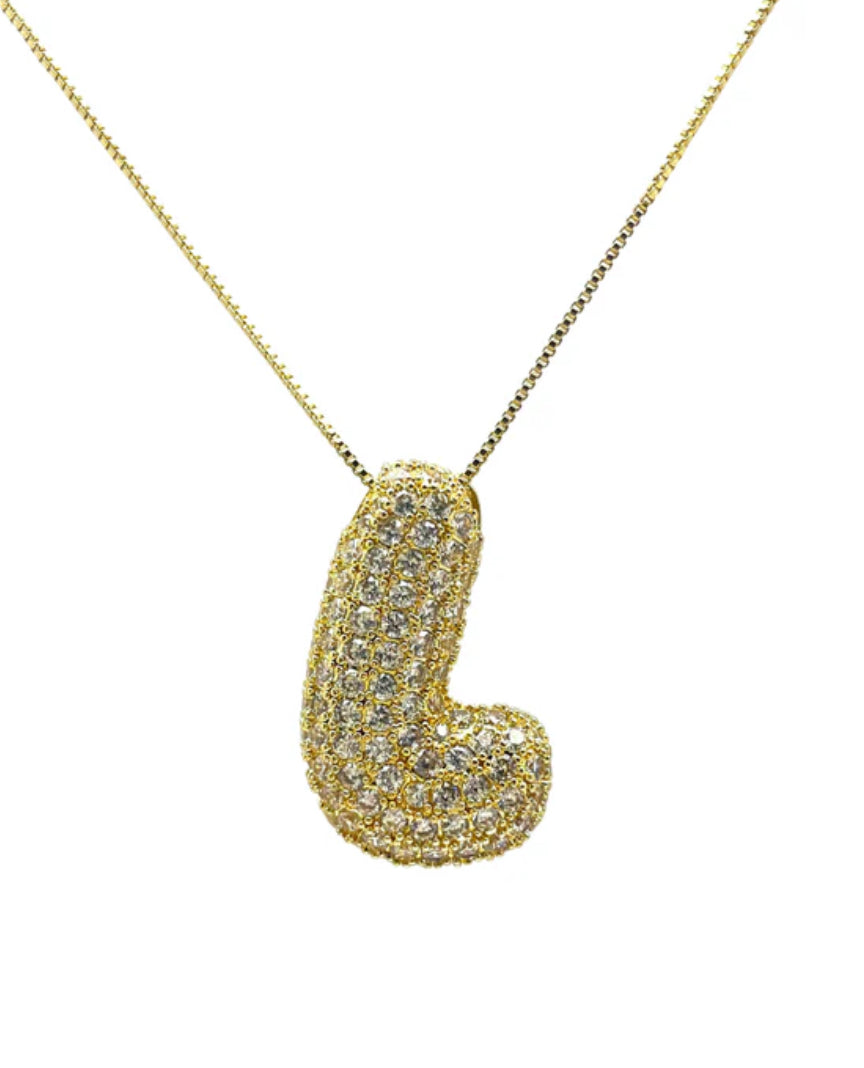 Gold Hailey Pave Initial Necklace