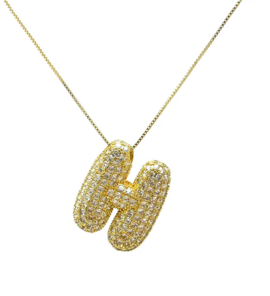 Gold Hailey Pave Initial Necklace