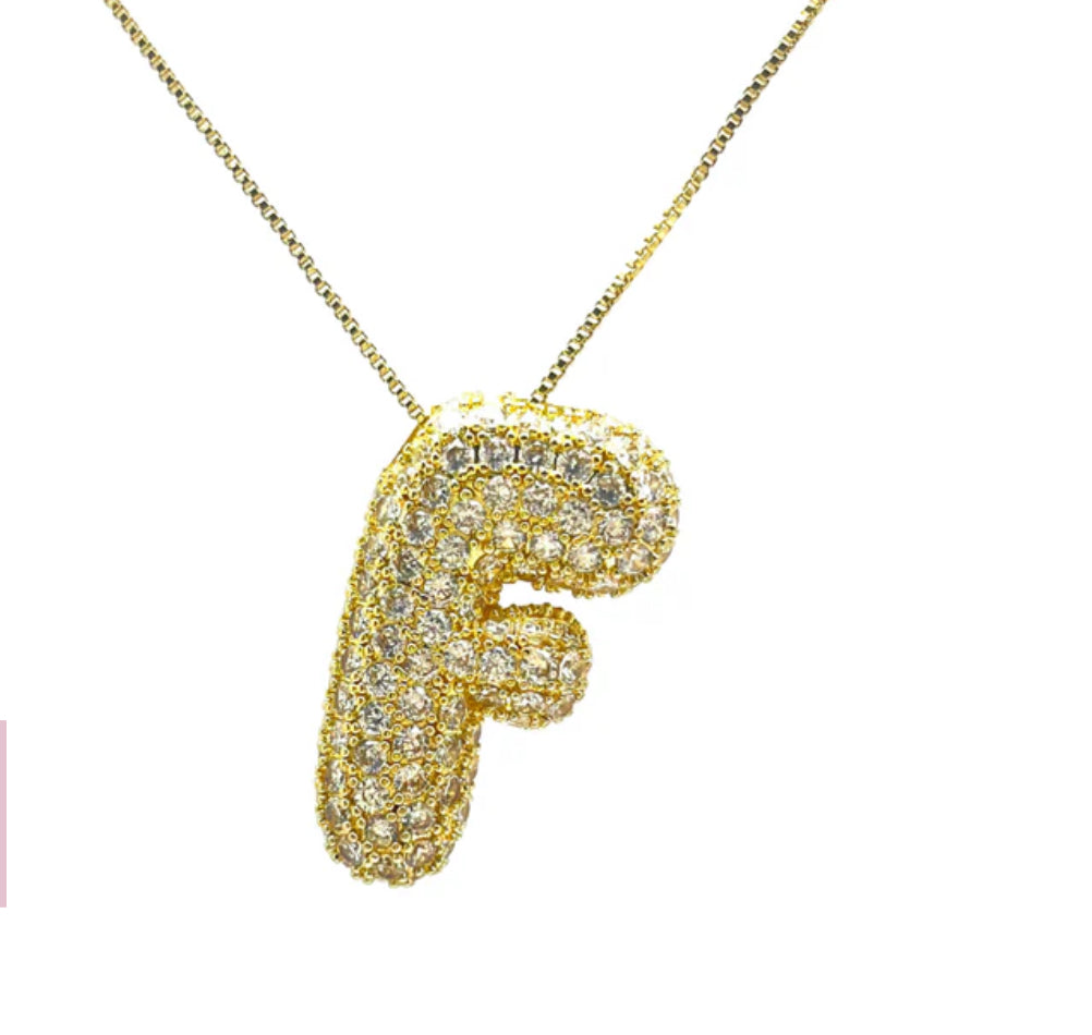 Gold Hailey Pave Initial Necklace