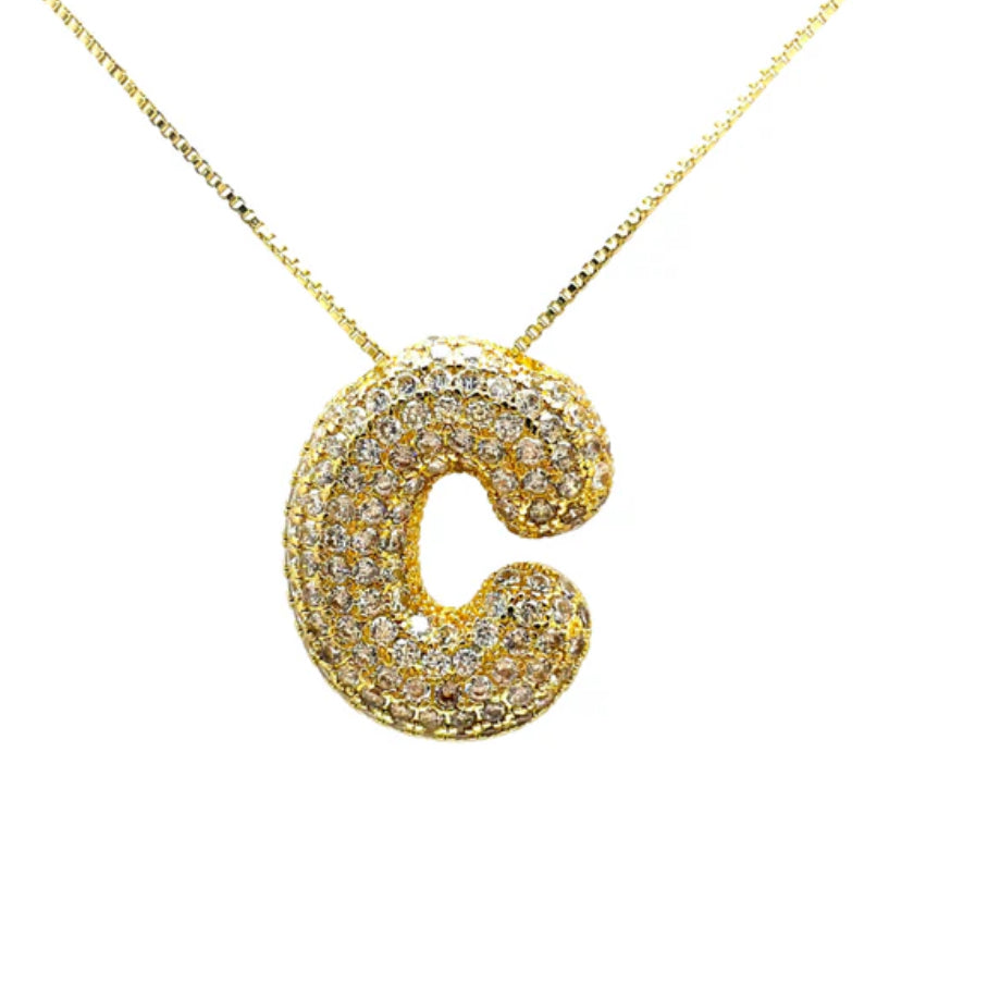 Gold Hailey Pave Initial Necklace