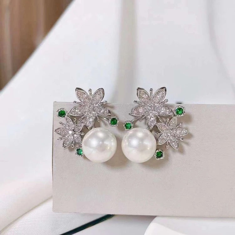 Katherine Pearl Earring (Silver, Pink, Green)