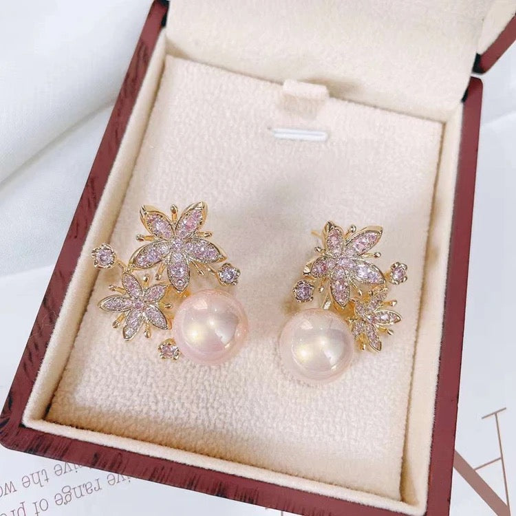 Katherine Pearl Earring (Silver, Pink, Green)
