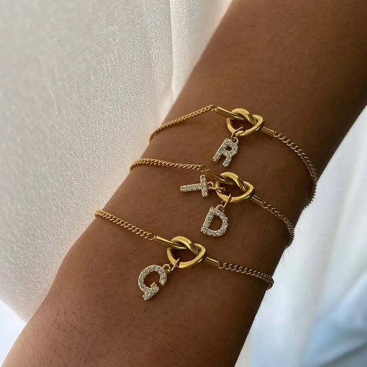 Gold Infinity Knot Initial Bracelet & Necklace  (S.Steel)