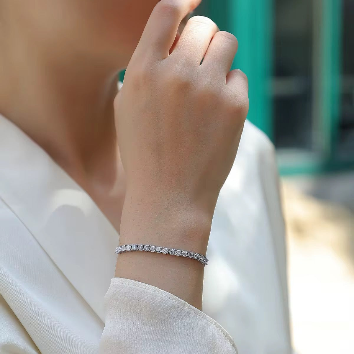 Silver Weekender Moissanite Tennis Bracelet (925, Vermeil)