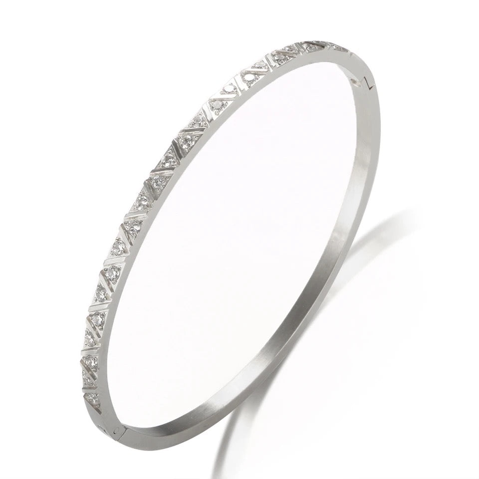 Silver Waterproof Aztec Bangle (Stainless Steel)