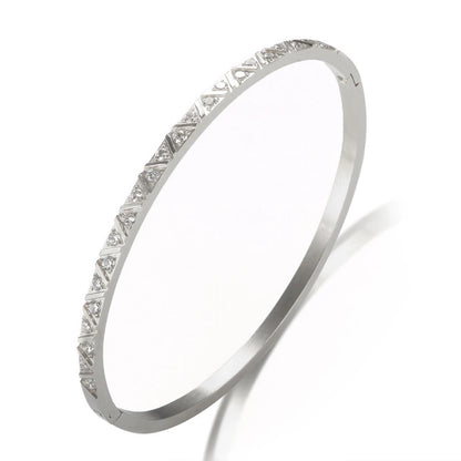 Silver Waterproof Aztec Bangle (Stainless Steel)