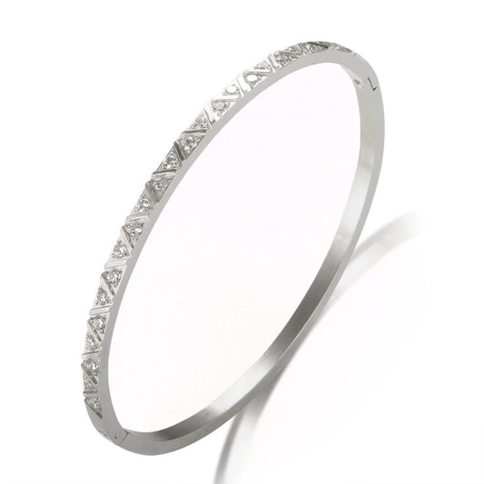 Silver Waterproof Aztec Bangle (Stainless Steel)