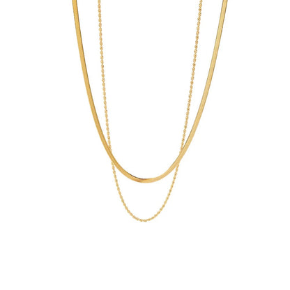 Double Layer Herringbone & Rope Necklace (Gold & Silver)
