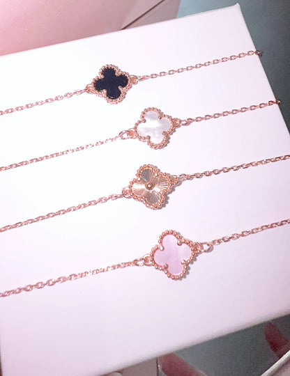 Rose Gold Baby Clover Bracelet (925, Vermeil)