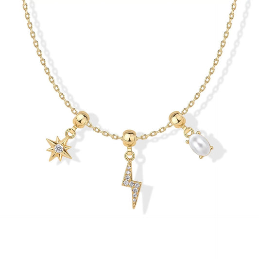 Ready To Wear Thunder Star Pearl Sparkle Necklace
