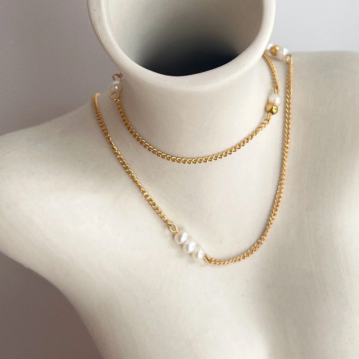 Gold Shelley Anne Pearl Necklace Set