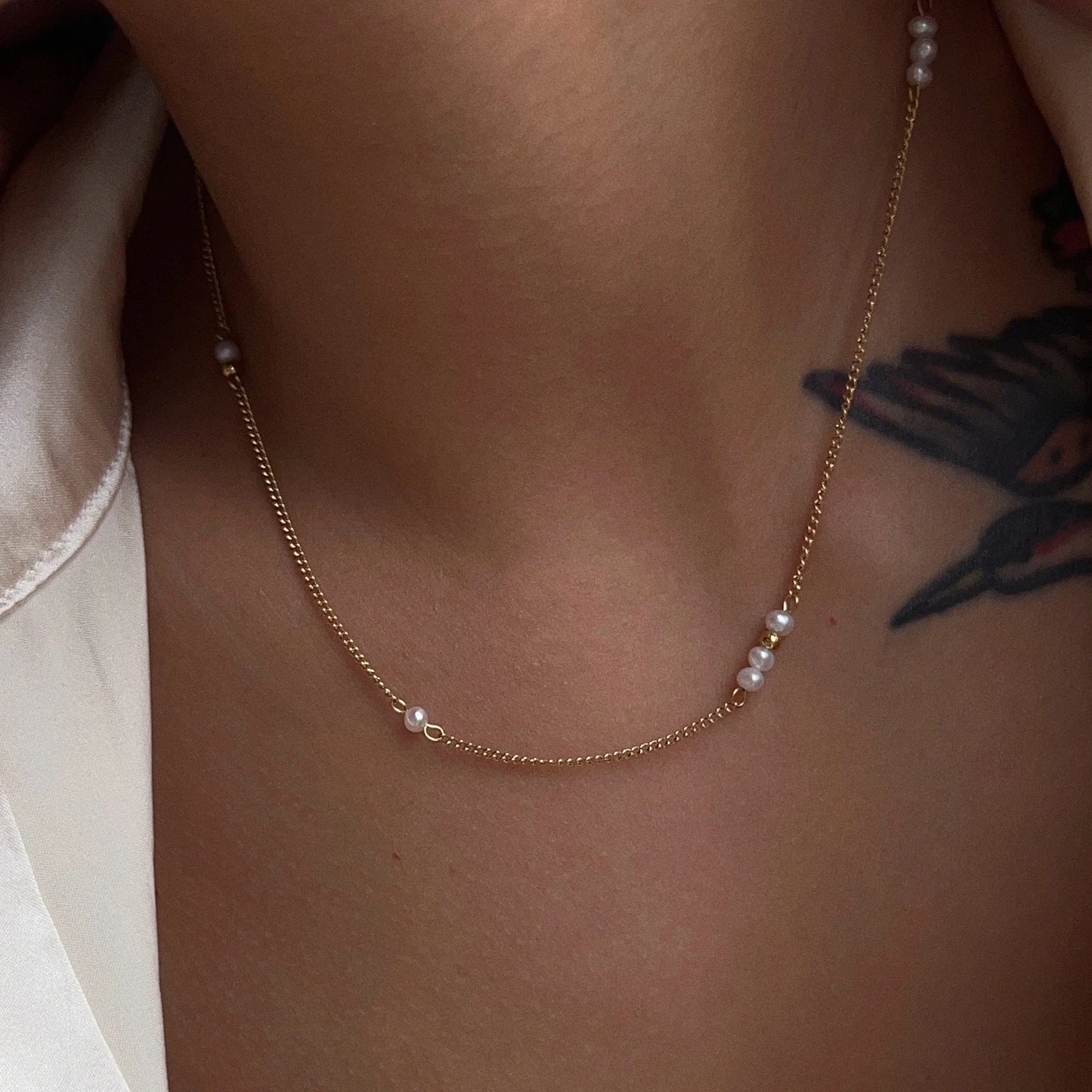Gold Shelley Anne Pearl Necklace Set