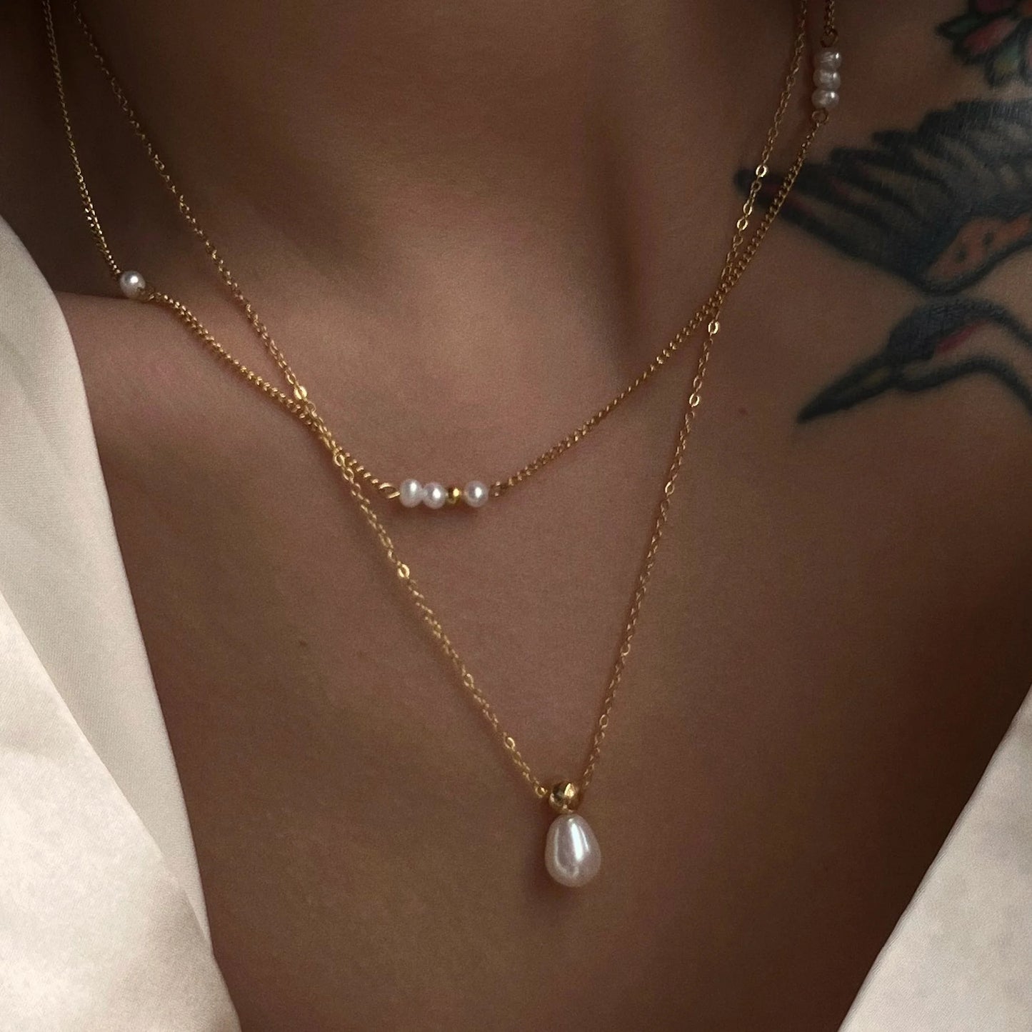 Gold Shelley Anne Pearl Necklace Set
