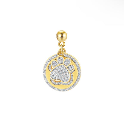 Elite Series Gold NSCD Double Laser Paw Print Charm (925, 18k Vermeil)