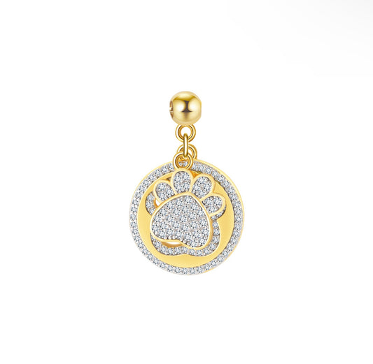 Elite Series Gold NSCD Double Laser Paw Print Charm (925, 18k Vermeil)
