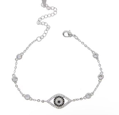 Silver Demure Evil Eye Bracelet (Mix Metal)