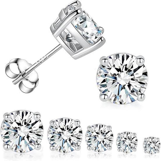 Silver Classic Moissanite GRA 4 Prong Solitaire (925, Vermeil 3mm-8mm)