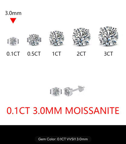 Silver Classic Moissanite GRA 4 Prong Solitaire (925, Vermeil 3mm-8mm)