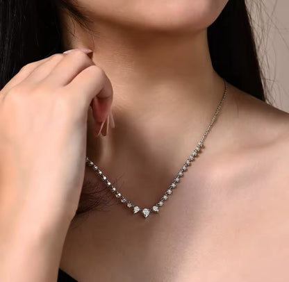 Silver Gabrielle Moissanite Pear Tennis Necklace (2.04 TCW)