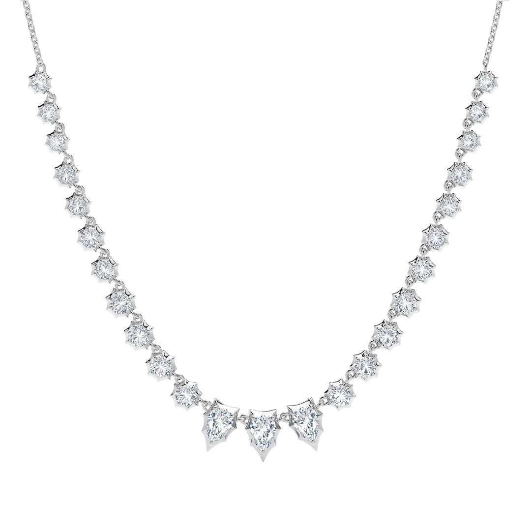 Silver Gabrielle Moissanite Pear Tennis Necklace (2.04 TCW)